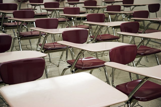 classroom with desks